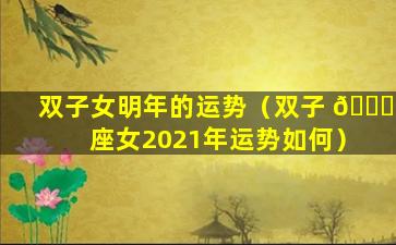 双子女明年的运势（双子 💐 座女2021年运势如何）